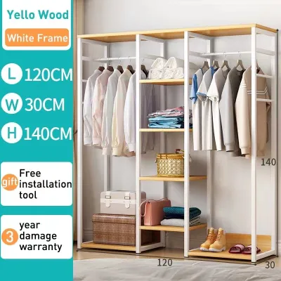 Modern style storage wooden wardrobe Modern Clothes Hanging Wardrobe with Open Shelves