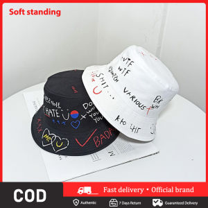 Male / Female Bucket Hats Korean Style Graffiti Motifs for Couples