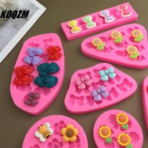 KOQZM Cute Cartoon Flowers Bow Bee Fondant Silicone Molds DIY Cupcake Fondant Cake Decorating Chocolate Candy Baking Mold