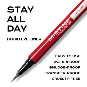 MISTINE Tattoo Master Black Liquid Eyeliner Super Slim No-skip For Precise Eye Makeup Matte Finish 1g