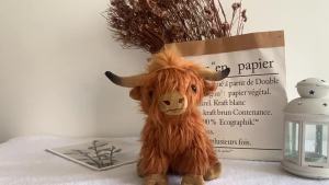 Simulation Highland Cow Plush Animal Doll Soft Stuffed Highland Cow Plush Toy Kawaii Kids Baby Gift Toy Home Room Decor 27cm