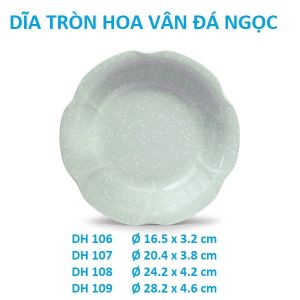 Dĩa tròn hình hoa vân đá ngọc đựng thức ăn nhiều size DH06