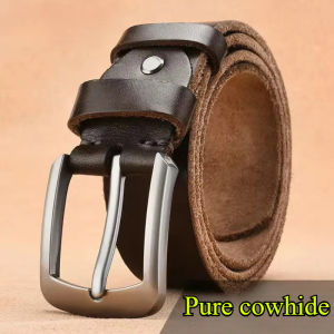 100% genuine leather mens belt black electroplated sun buckle mens belt casual belt flat top layer genuine leather belt top layer genuine leather belt smooth and durable