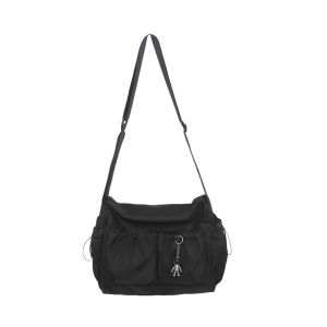 Messenger Bag Male Literary Couple Youth Solid Color Tooling Messenger Bag Street Wear Fashion Style Shoulder Bag