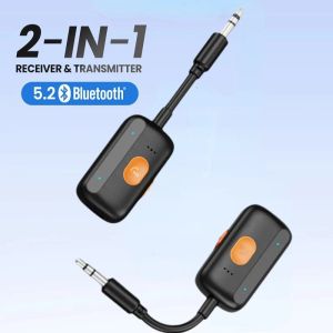 Bluetooth 5.4 Adapter Transmitter Receiver LED Wireless Audio For Car Music Headphone Speaker Support TF Card