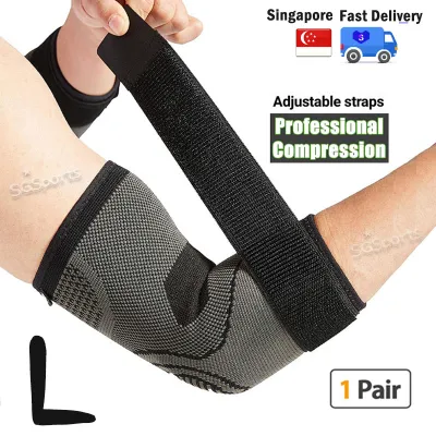 Elbow Brace with Strap for Tendonitis Elbow Compression Sleeves (1pair) Golf Elbow Treatment Support Arm Protector Pad Joint Pain Relief For Basketball Volleyball Tennis Badminton Yoga Weight Lifting Gym Fitness