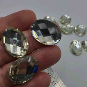 Diamon Resin Kristal Bentuk Oval Besar Ukuran 17X24 Warna Putih Bersih Kualitas Aa Bagus Dan Kilau Per Lusin