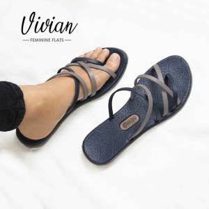Camou - VIVIAN Amaretto Sandal Flat Tali Wanita Casual Bahan Full Karet Anti Licin Tersedia Ukuran 36-40