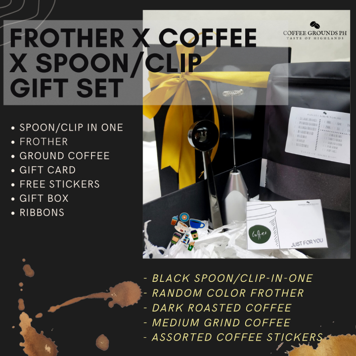 Coffee Grounds PH FrotherSpoon/Clip Gift Set Ground Coffee