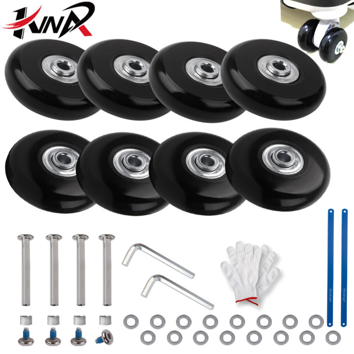 KINPAR 8Pc 14mm Luggage Suitcase Replace Wheels PU Rubber Ball Bearings  Roller Mute Wear-resistant Pack with 50mm Axle for Spinner Wheels Dual  Roller