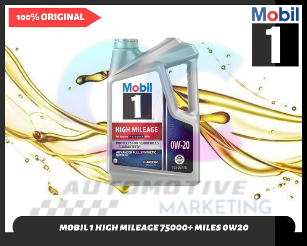 Mobil 1 High Mileage 0w20 Fully Synthetic Engine Oil 4.73Liter (BLUE ...