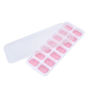 14 Holes Silicone Ice Tray Ice Cube Maker Baby Food Puree Mold Container Lid Bekas Pembuat Ais Batu 硅胶冰格辅食盒 Dulang Bekas Simpan Kiub Ais