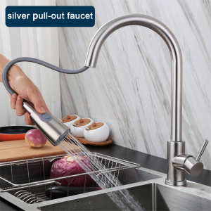 304 Faucet 360°Swivel Pull Out Faucet Sink Water Tap Flexible Kitchen Faucet Scalable sink washing faucet