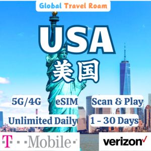 eSIM USA Travel SIM Card【Unlimited Daily】【HIGH SPEED DATA】T-Mobile 美国上网卡 1 - 30days -美国SIM Card✅5G✅Email Delivery within 24hours