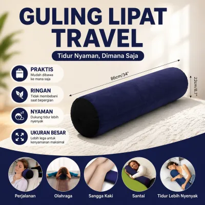 Guling Lipat Travel Multifungsi Inflatable Bolster Pillow Ergonomis Ringan Praktis untuk Tidur Penyangga Kaki Pinggang Leher Bantal Cushion