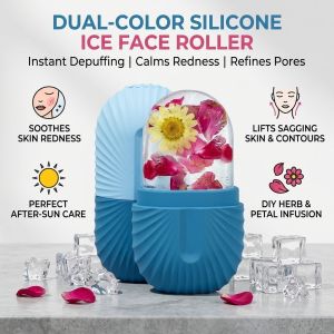 Pink Ice Face Roller Silicone Ice Mold Facial Massager Cooling Beauty Tool Reduce Puffiness Face Ice Cube Tray Skincare Massage