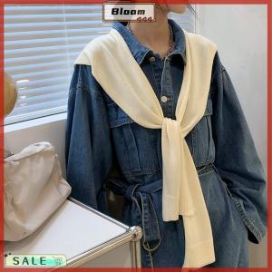 Follow Get New[Bloom Z] Korean Knitted Shawl Summer Air Conditioning Collar Neck Guard Knit Thin Knotted Cape Shoulder Scarf For Women