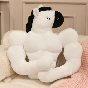 JOJO CASTLE Creative Funny Muscle Horse Plush Toy Cartoon Stuffed Animals Horses Plushies Doll Anime 40/50/60cm Soft Pony Doll Baby Appease Pillow for Girls Gift for Girlfrien Children