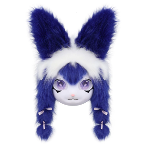 Furry Animal Head Rabbit Fursuit Cut Mask Plush Rabbit Mask Lovely Rabbit Headgear for Halloween Cosplay Party Props