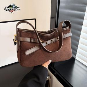 PU Leather Large Capacity Shoulder Bag Belt Design Underarm Bag for Women Ladies Work Shopping Travel Daily Use