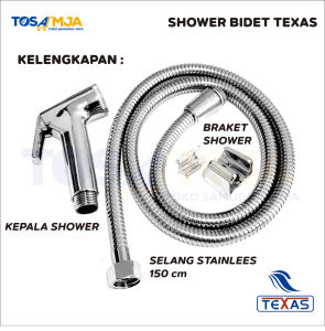 Jet Shower Bidet Cebok | Tombol On Off Selang Stainless 150cm | Kepala Chrome SILVER U5566 TEXAS