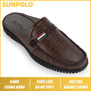 Giày sục nam da bò SUNPOLO SPO275 Nâu