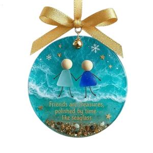 Festival Friendship Bell Decoration Crafted With Ocean Glass Multifunctional Holiday Accent For Gift Giving