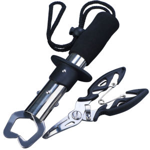 Set Alat Pancing Jepit & Pengontrol Memancing Tang Memancing Set Alat Pegangan Ikan Tahan Air Asin Tang Aluminium EVA Gagang Cincin Pemisah Penghilang Kait