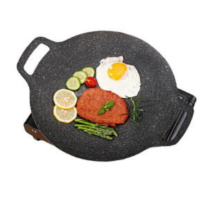 Chảo nướng đá không dầu Hàn Quốc size 34cm Ecoramic Chảo nướng thịt BBQ chống dính dùng được cho mọi loại bếp chính hãng