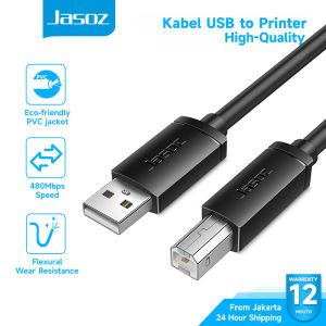 Jasoz Kabel Printer Data USB 2.0 Type A Male to B Male Scanner for HP Canon Epson Printer