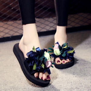 Free Shipping WomenS Summer Flip-Flops With Thick Soles Platform Wedges Non-Slip Fashionable High-Heeled Suitable For Outdoor Wear And Vacation