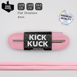 (หนา2ชั้น ไม่บาง) KICKKUCK (คิกคัก) เชือกรองเท้าสีขมพูพาสเทล (Pastel) FLAT (แบบแบน) ความยาว120.140.160cm. มาตรฐานส่งออก