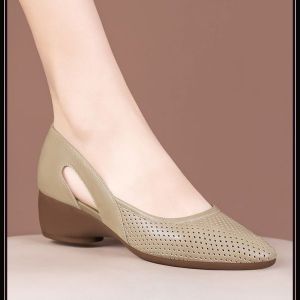 [Free Shipping] WomenS Summer Sandals With A Wedge Heel Featuring A Closed-Toe Design Round Toe Fashionable Style Soft Material Suitable For Work Easy To Slip On With A Hollowed-Out Design And Breathable