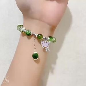 Fairy Butterfly Jade Broken Bracelet Female Special-Interest Design ins Mori Fairy Sweet Colored Beads Bracelet for Girlfriend