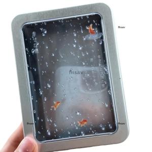 [COD] fhsav กล่องเก็บฝุ่นโฟโต้การ์ด3นิ้ว1ชิ้น Y2k กล่องเหล็กใสลายหยดน้ำฝนปลาทองญี่ปุ่นย้อนยุคสำหรับภาพโพลารอยด์