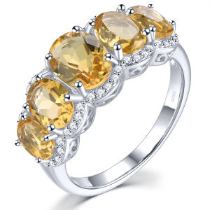 Lohaspie Jewelry Genuine 2.2 Carats Solid Sterling Silver 925 Ring Original Natural Opal Citrine Peridot Ring 925 Silver Ring Women original Opal Birthstone Ring For Women Jewelry