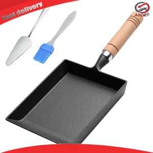 【Alloet】 Outdoor Camping Frying Pan Non Stick Durable Omelette Pan with Heat Resistant Handle for Hiking and Picnics