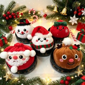 NALANILI Vải nhung Đồ chơi bóp hình bánh bao Giáng sinh Người tuyết Ông già Noel Đồ chơi nhồi bông bóp  có khay Đồ chơi cảm giác cho búp bê Quà tặng