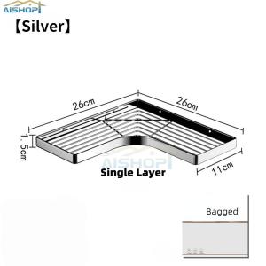 [SG Seller]Stainless Steel Corner Shelf Kitchen Bathroom Storage Rack Perforation-Free Corner Wall-Mounted Kitchen Toilet