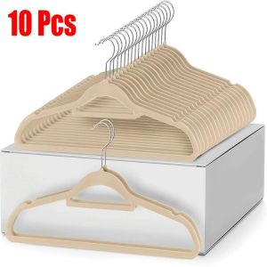 10pcs Sets Non-slip Velvet Hangers Space-saving Elegant Coat Clothes Hanger Strong Durable