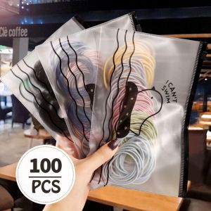 100PCS/Bag Hair Accessories Women Rubber Bands Elastic Hair Bands Girls Thin head rope rubber band female tie head Korean cute hair rope accessories Simple fine hair binding rubber band womens elastic hair rope basic hair loop head rope