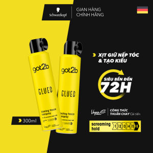 Combo 2 Xịt giữ nếp tóc Got2b Glued Blasting Freeze Hairspray 300ml - Tạo kiểu Giữ nếp đến 72h