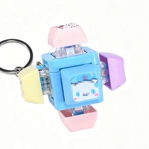 6-Key Special Shape Mechanical Keycap Fidget Clicker Keychain Cartoon Bag Charm Fingertip Stress Relief Toy