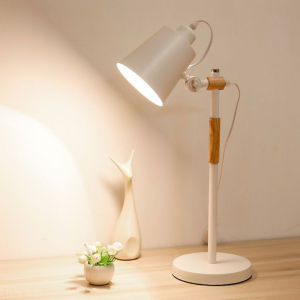 Nordic Office Lamp Adjustable Height Table Lamp Wood Bedroom Lamp