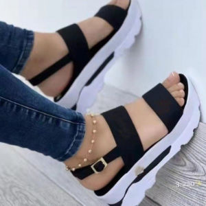 Free Shipping New Summer Plus-Size One-Strap Sandals With A Sweet And Stylish Design And A Wedge Heel For Women