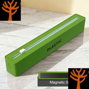 【SG STOCK】Magnetic Cling Film Cutting Box with Slide Dispenser Dustproof Space-saving Wall-mounted Plastic Wrap Aluminum Foil