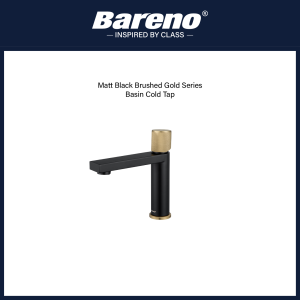 Bareno Matt Black Brushed Gold Basin Cold Tap MBG1075