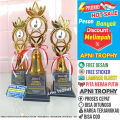 Trophy Piala Lomba Juara 1 2 3 Set Free Desain Stiker + Hiasan Pita. 