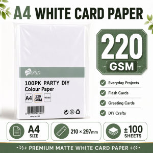 Kaki Jimat A4 White Card Paper Premium 180gsm 220gsm 100 Sheets For Flash Card Greeting Card Invitation DIY Craft Printing