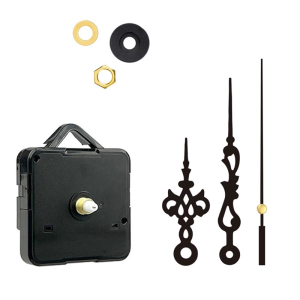 7Pieces Quartzs Clock Movement Repair Tool Kits with Elegant Black Designs Clock Mechanism and Hands for Home Office Use